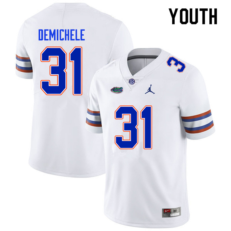 Youth #31 Chase DeMichele Florida Gators College Football Jerseys Sale-White